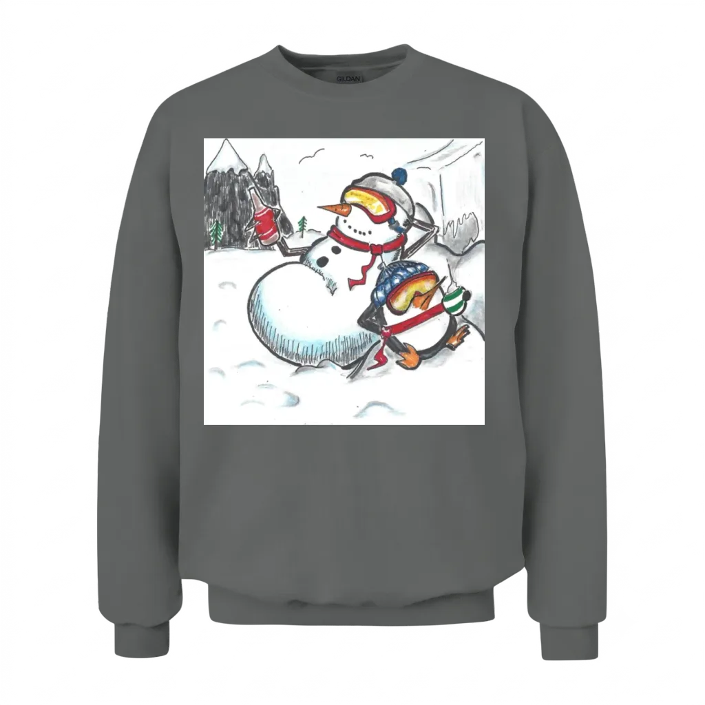 Snowman & Penguin Chilling by Black Sheep Graphix Unisex Sweatshirt - Graphite Heather
