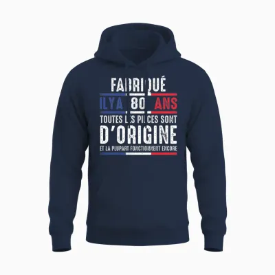 Fabriqué Il Y a 80 Ans Anniversaire Homme Blague Drôle Manche Longue Unisex Hoodie - Navy