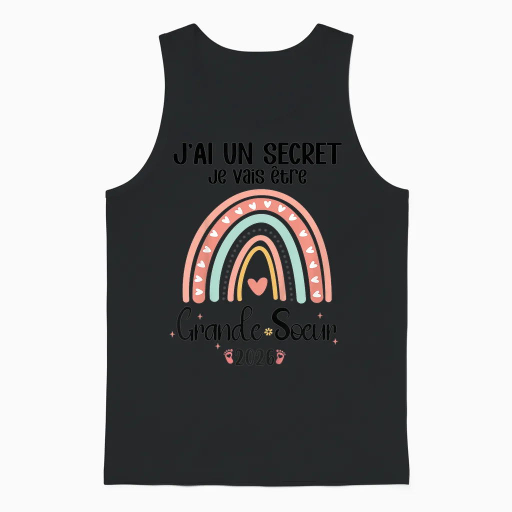 Child Future Big Sister 2026 Je Vais Etre Grande Soeur Unisex Tank Top in Black