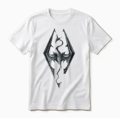 Ripple Junction X Elder Scrolls Dragon Emblem Skyrim T-Shirt, Black, S Unisex T-Shirt - White