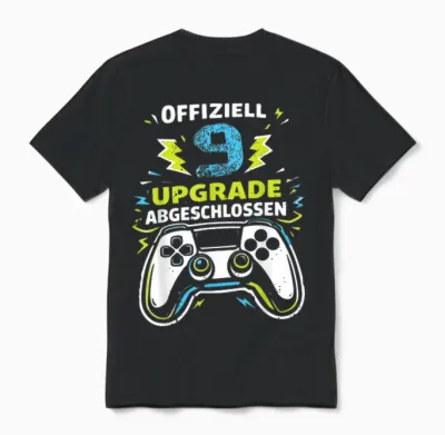 9. Geburtstag Jungen Video Gamer Offiziell 9 Upgrade Jungs Unisex T-Shirt - Black