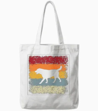 Dog Retro Tote Bags - White