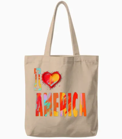 I Love America Tote Bags - Natural