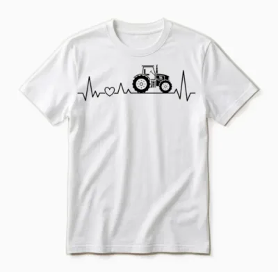 Herzschlag Traktor Trecker Landwirt Bauer Mit Herz Ekg Unisex T-Shirt - White