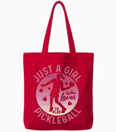 Just a Girl Who Loves to Play Pickleball Player Pa Tote Bags - Red