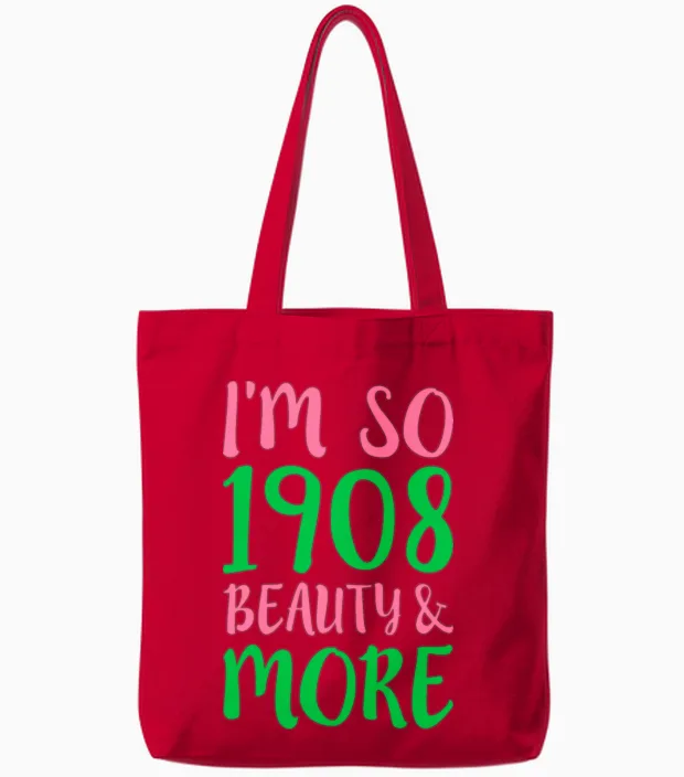 I M So 1908 Beauty More Tote Bags in Red