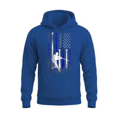 Baseball American Flag Player Flag Dad Mom Kid Unisex Hoodie - Royal