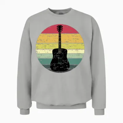 Retro Sunset Guitar Distressed Retro Rainbow Unisex Sweatshirt - Ash
