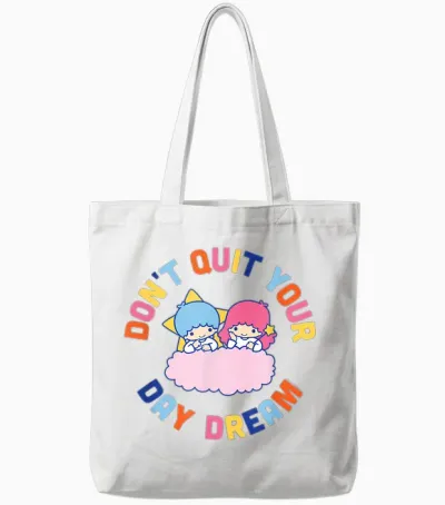 Little Twin Stars Don't Quit Your Day Dream Tote Bags - White