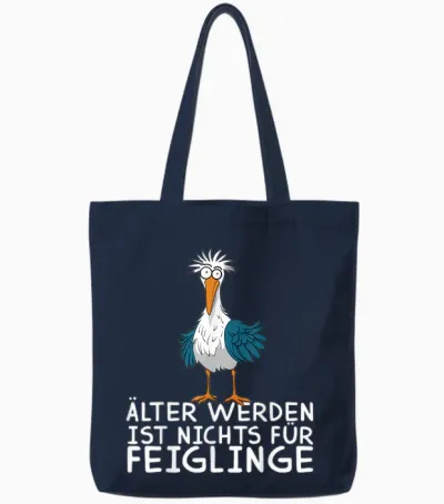 Funny Seagull Seagull Get Older Is Nothing for Cowards Tote Bags - Navy