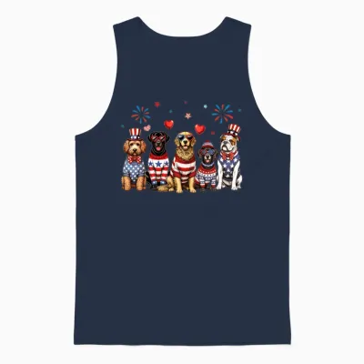Patriotic Dogs Unisex Tank Top - Navy