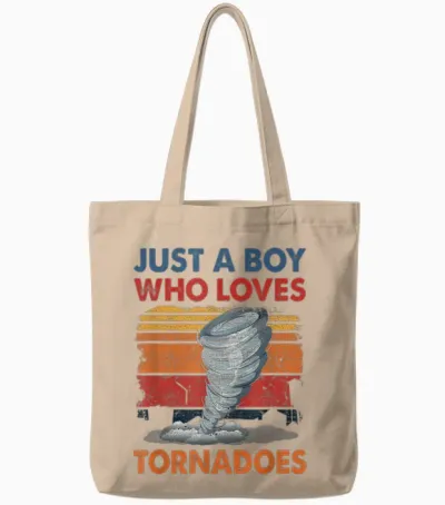 Just a Boy Who Loves Tornado Weather Storm Tornado Chaser Tote Bags - Natural