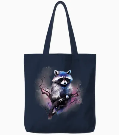Waschbär Natur Splash Tierliebhaber Kunstwerk Waldmotiv Tote Bags - Navy