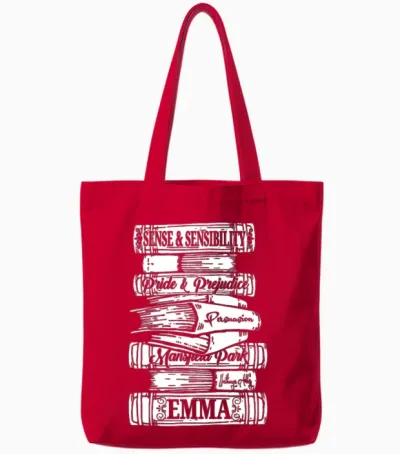 Jane Austen Vintage Book Club Mr Tote Bags - Red