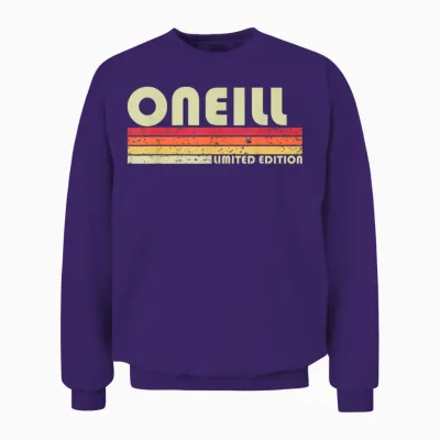 Oneill Surname Funny Retro Vintage 80s 90s Birthday Reunion Unisex Sweatshirt - Purple
