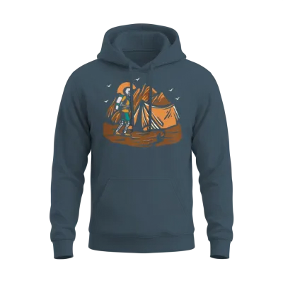 Hiking Hike Skeleton Skull Nature Unisex Hoodie - Dark Heather