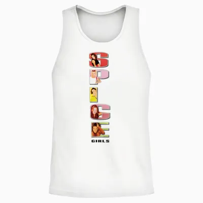 Official Spice Girls Stacked T-Shirt Logo, White Unisex Tank Top - White