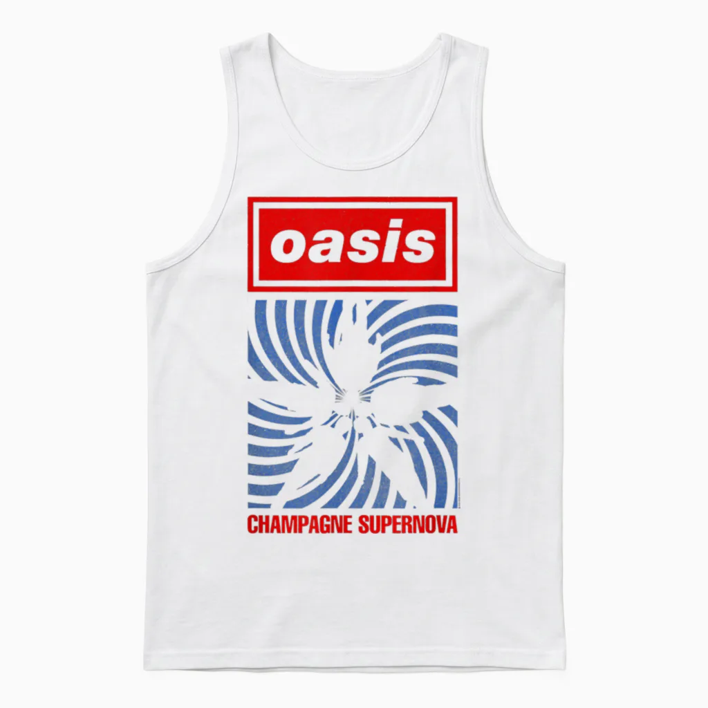 Oasis Band Swirl Music Lovers Unisex Tank Top in White