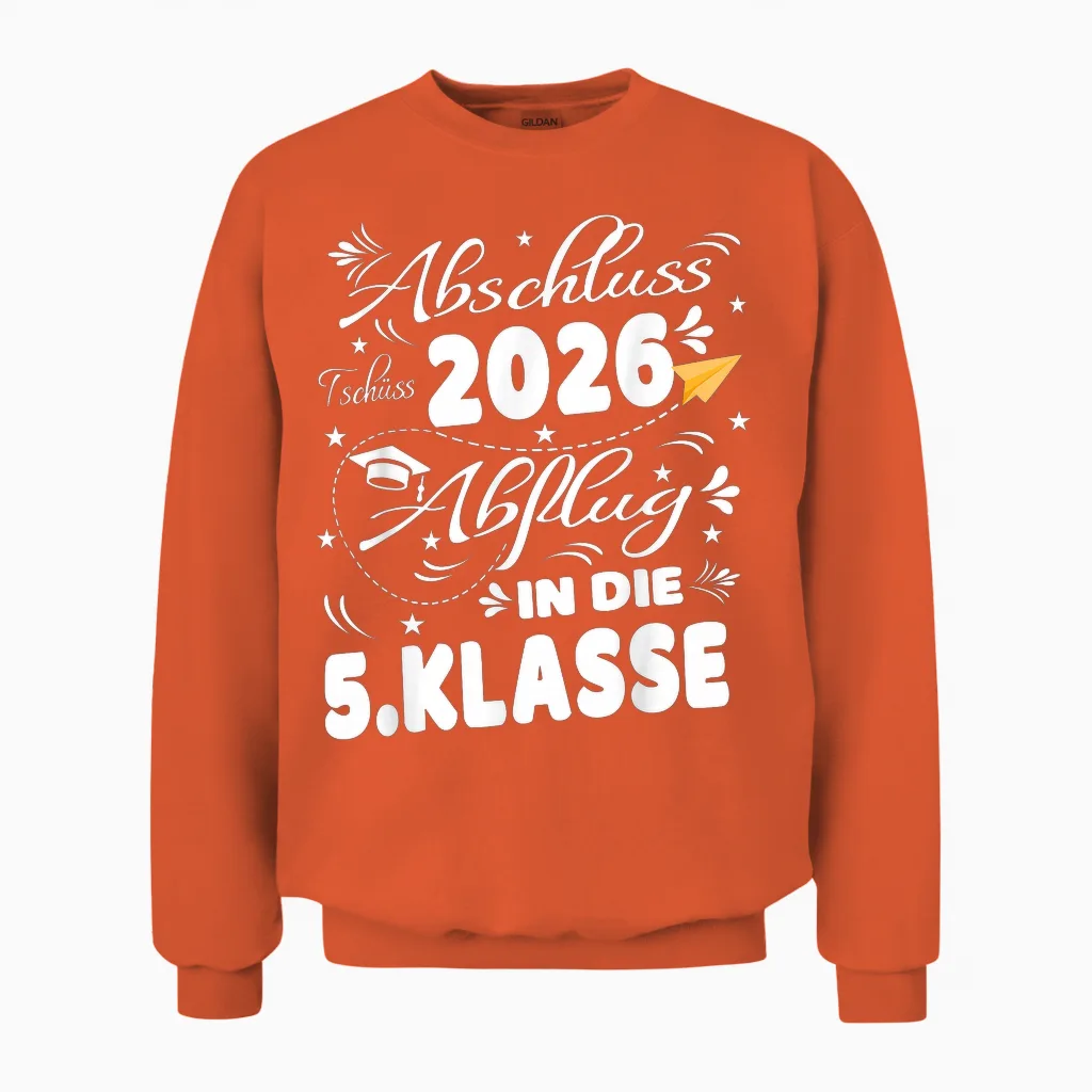 Abschluss Grundschule 2026 Einschulung 5.klasse Mädchen Unisex Sweatshirt in Orange