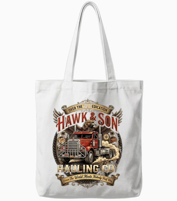 Hawk and Son Hauling Company Big Rig Pride Trucking-Liebhaber Tote Bags in White