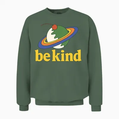 Retro Planet Be Kind Unisex Sweatshirt - Military Green
