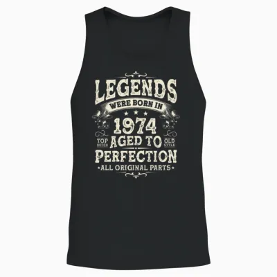Vintage 1974 Birthdays Unisex Tank Top - Black