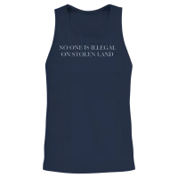 No One Is Illegal on Stolen Land Unisex Tank Top - Navy – 2