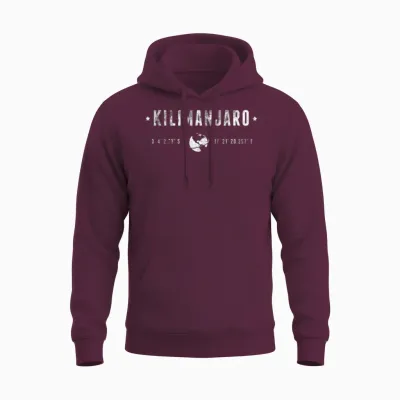 Kilimanjaro Tanzania Coordinates Globe Unisex Hoodie - Maroon