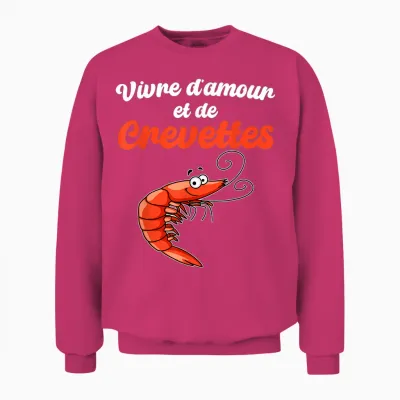 Living Love and Shrimp Humor Crustaceans Shrimp Sea T-Shirt, Black, S Unisex Sweatshirt - Heliconia