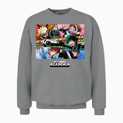 My Hero Academia Class 1-A Group Panels Anime Unisex Sweatshirt - Sport Grey