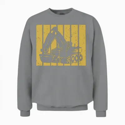 Excavator Gift Retro Sunset Unisex Sweatshirt - Sport Grey