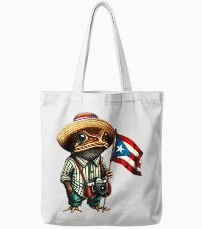 Coqui Frog Puerto Rico Puerto Rican Flag Taino Boricua Tote Bags - White