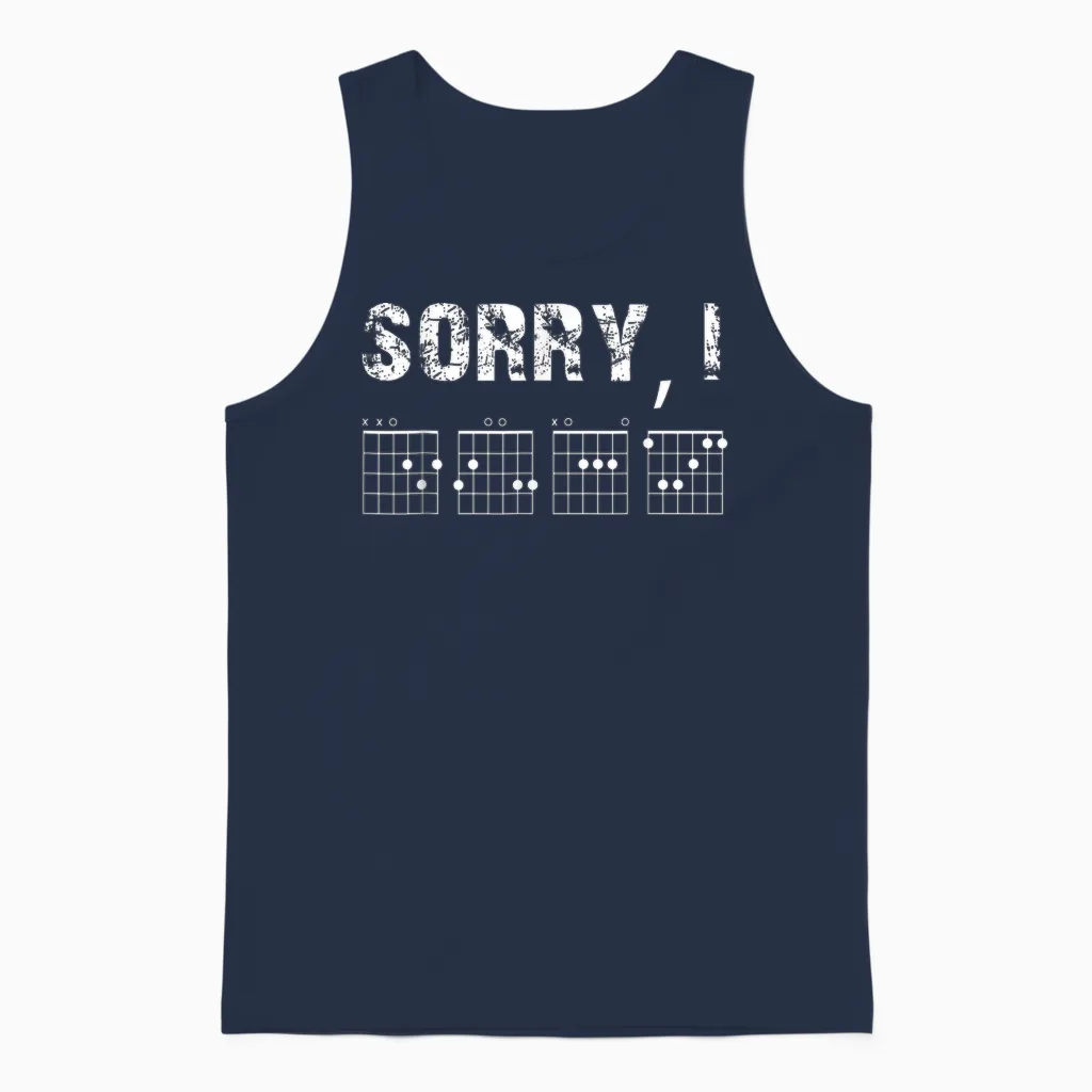 Sorry I-Dgaf Funny Hidden Message Guitar Chords for Lover Unisex Tank Top in Navy