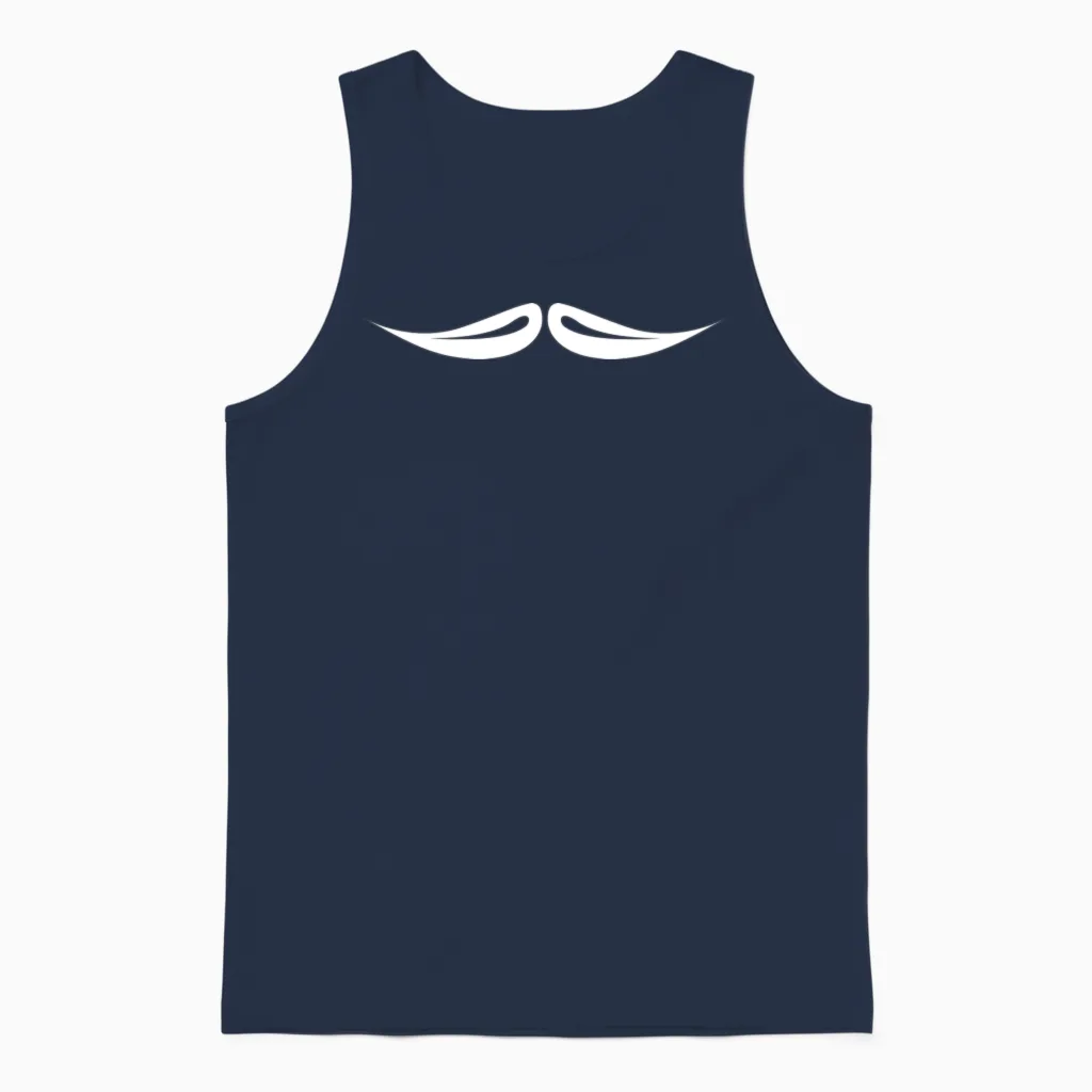 Funny English Mustache Unisex Tank Top in Navy