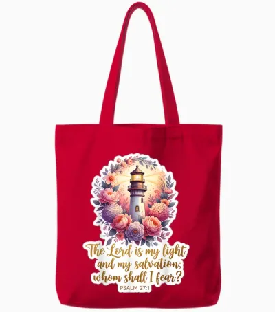 Christian Woman Vers the Lord Is My Light and My Salvation Tote Bags - Red