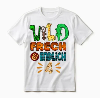 Wild Frech Und Endlich 4 Jahre Geburtstagsshirt Geburtstag Unisex T-Shirt - White