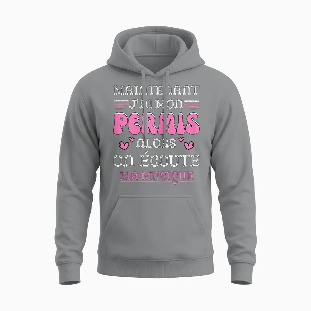Driving License Gift Girl, Driving Car Humor Unisex Hoodie in Sport Grey