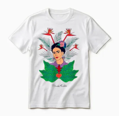 Frida Kahlo Flowers Portrait Graphic Art Feminism Papl248 Unisex T-Shirt - White