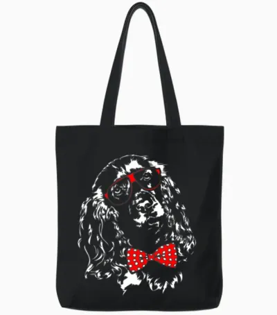 Funny Cocker Spaniel Dog Smart Dog Clever Dog Tote Bags - Black