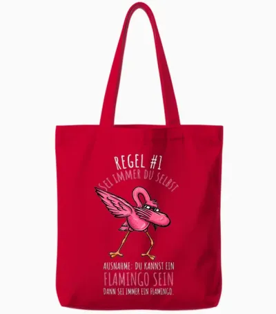 Flamingo Sei Immer Du Selbst Lustiges Flamingo T-Shirt, Black Tote Bags - Red