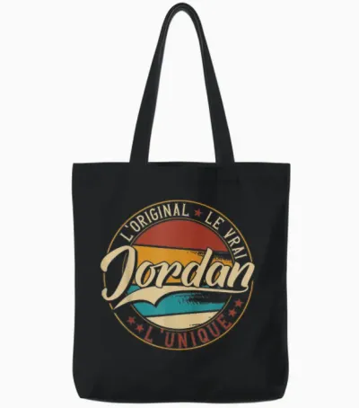Jordan the Original the True the Unique Mens & Boys T-Shirt, Black, S Tote Bags - Black