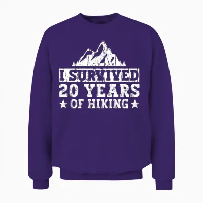 I Survived 20 Years of Hiking - Hiking 20th Unisex Sweatshirt - Purple