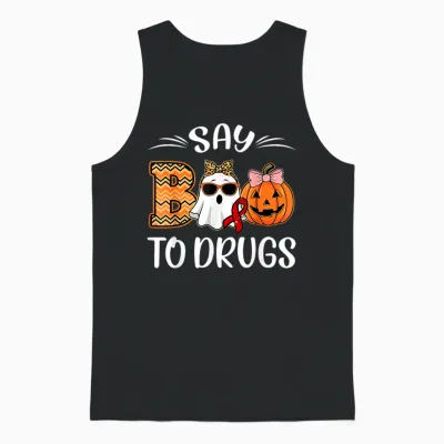 Say Boo to Drugs Red Ribbon Week Awareness Funny Halloween Unisex Tank Top - Black