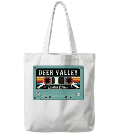 Vintage Deer Valley Ski Tote Bags - White