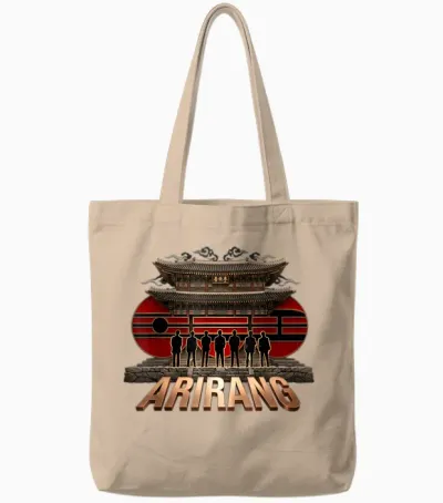 Retro Arirang Korean Hangul Basic Quote Tote Bags - Natural
