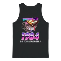 Retro 80s Mottot Party 1984 Vintage Unisex Tank Top - Black – 1