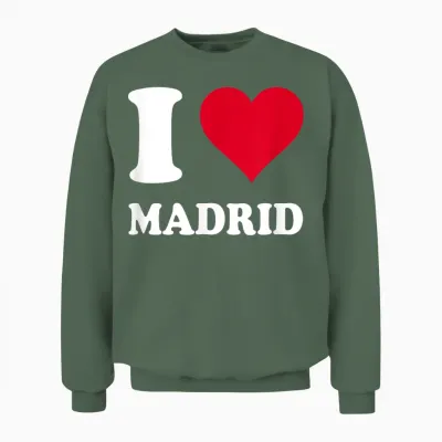 Red Heart I Love Madrid T-Shirt, Black, S Unisex Sweatshirt - Military Green