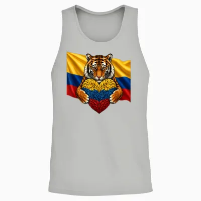 Colombia Flag Tiger Heart Colombian Pride Patriotic Heritage Unisex Tank Top - Ash