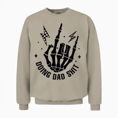 (2 Sided) Doing Dad Shit Funny Skeleton Toilet Unisex Sweatshirt - Sand