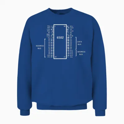6502 Cpu Pinout White Unisex Sweatshirt - Royal
